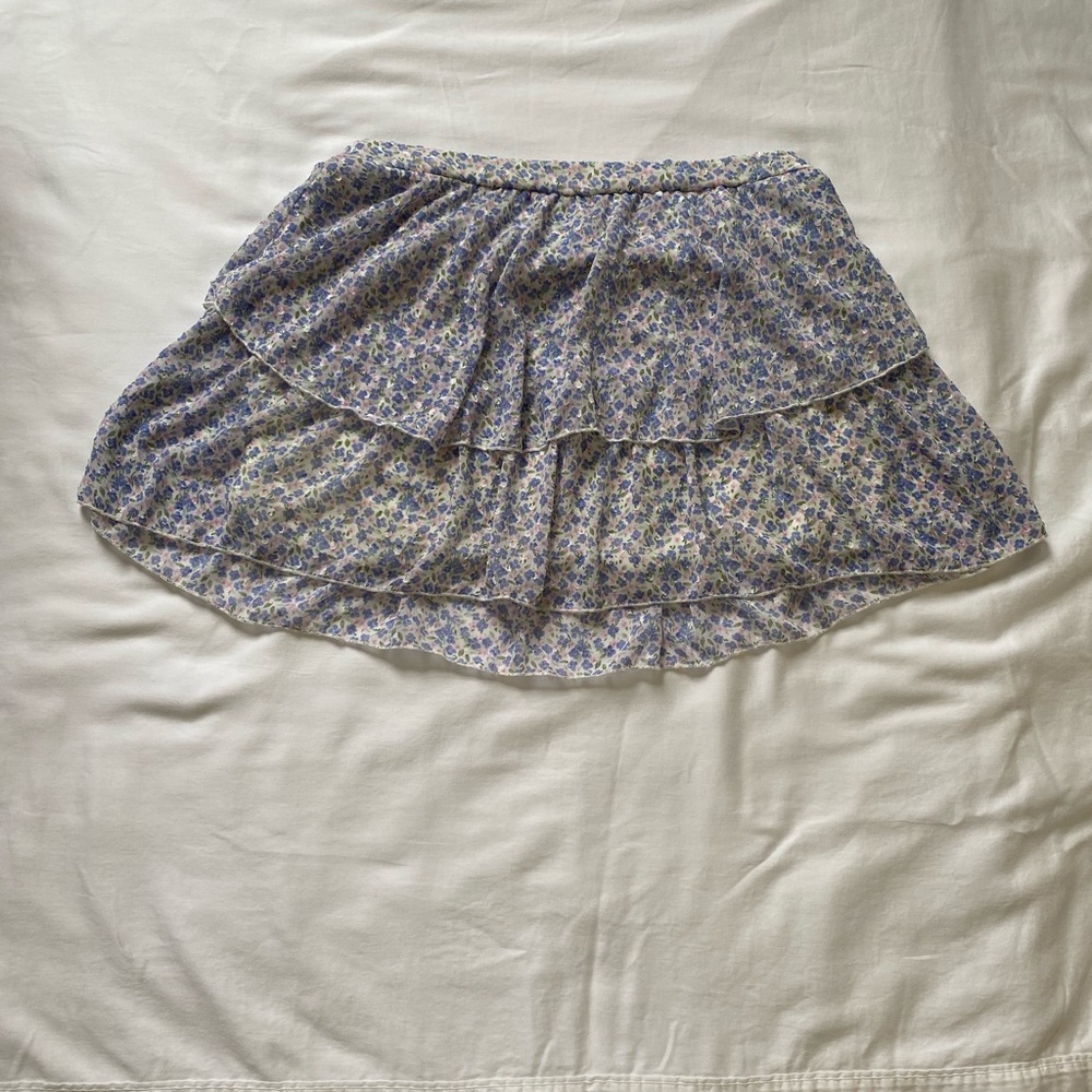 Altar'd State Floral Mini Skirt - Blue and White